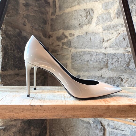 Saint Laurent Paris Ivory Patent Anja 85mm Pumps - Picture 6 of 12